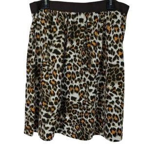 JW Woman Plus Size Leopard Animal‎ Print Flare Exposed Zipper Skirt Size 14W